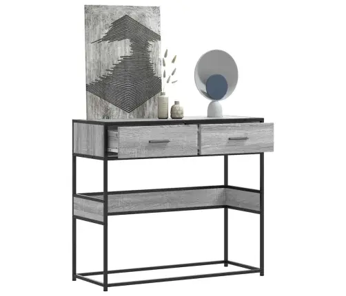 Konsoles Galdiņš, Pelēka Koka, 90X35X80 Cm, Inženierijas Koks Vidaxl Konsoles Galdiņš, Pelēka Koka, 90X35X80 Cm, Inženierijas Koks Vidaxl