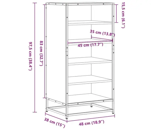 Apavu Plaukts, Brūna Ozola, 48X38X97,5 Cm, Inženierijas Koks Vidaxl