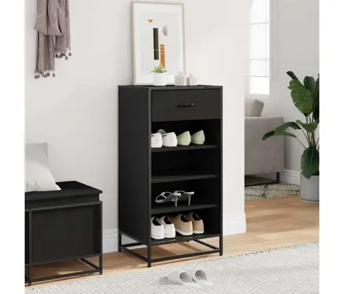 Apavu Skapītis, Melns, 48X38X97,5 Cm, Inženierijas Koks Vidaxl