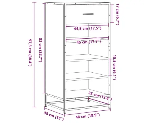 Kingariiul Pruun Tamm 48X38X97,5 Cm Engineered Wood