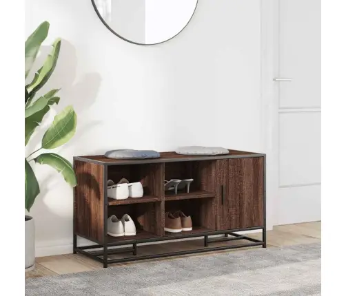 Apavu Plaukts, Brūns, 100X40X53,5 Cm, Inženierijas Koks&Metāls Vidaxl