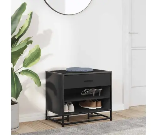 Apavu Skapītis, Melns, 60X40X53,5 Cm, Inženierijas Koks, Metāls Vidaxl