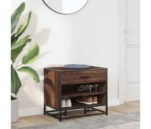 Apavu Plaukts, Brūns, 60X40X53,5 Cm, Inženierijas Koks&Metāls Vidaxl