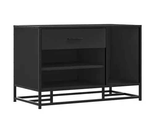 Batų Suolas Juodas 80X40X53,5 Cm Mediena Ir Metalas