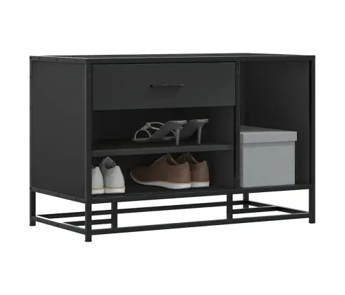 Batų Suolas Juodas 80X40X53,5 Cm Mediena Ir Metalas