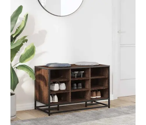 Apavu Plaukts, Brūns, 84X40X53,5 Cm, Inženierijas Koks&Metāls Vidaxl