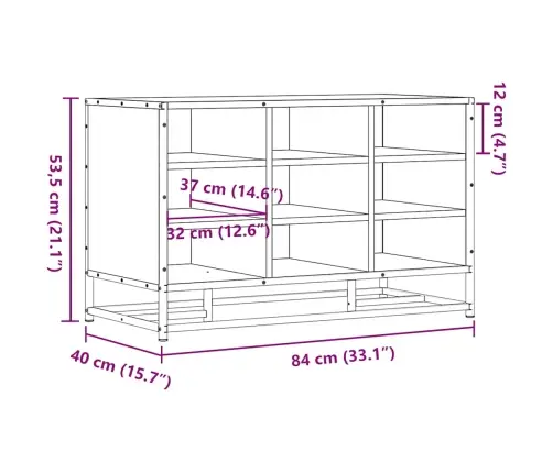 Apavu Plaukts, Brūns, 84X40X53,5 Cm, Inženierijas Koks&Metāls Vidaxl