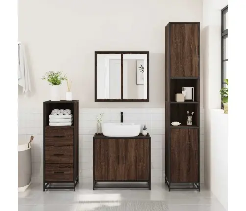 Vannitoakapp Pruun Tamm 35X37,5X100 Cm Ehituspuit Vannitoakapp Pruun Tamm 35X37,5X100 Cm Ehituspuit