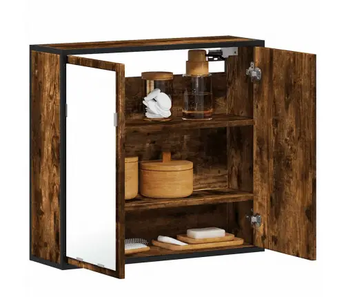 Veidrodinė Vonios Spintelė, Dūminio, 65X20X60 cm Mediena