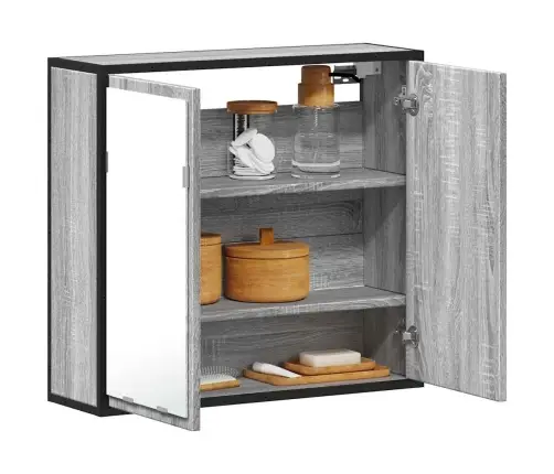 Vannasistabas Spoguļskapītis, Pelēka Ozola Krāsa, 65X20X60 Cm Vidaxl