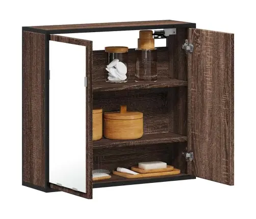 Vannasistabas Spoguļskapītis, Ozolkoka Krāsa, 65X20X60 Cm Vidaxl