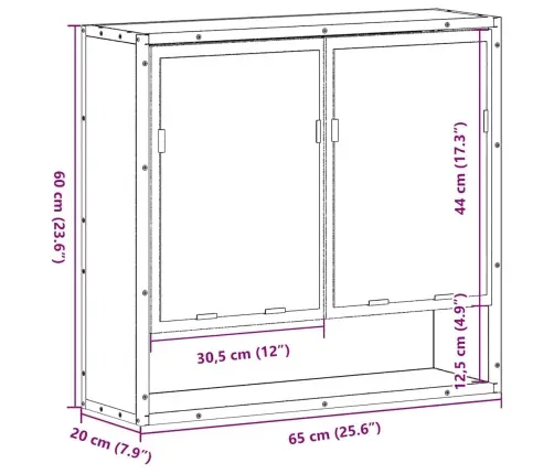 Vannasistabas Spoguļskapītis, Ozolkoka Krāsa, 65X20X60 Cm Vidaxl