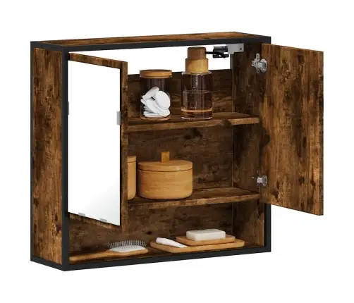 Vannasistabas Spoguļskapītis, Ozolkoka Krāsa, 65X20X60 Cm Vidaxl