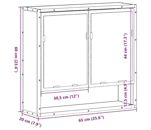 Vannitoa Peegelkapp Hall Sonoma 65X20X60 Cm Ehituspuit