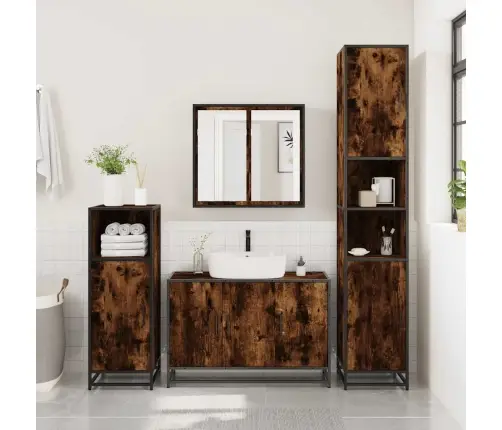 Izlietnes Skapītis, 90X33X60 Cm, Inženierijas Koks, Ozolkoka Vidaxl