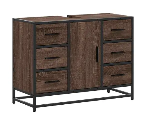 Izlietnes Skapītis, Ozola, 80X33X60 Cm, Inženierijas Koks Vidaxl