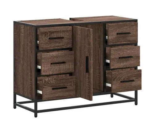 Izlietnes Skapītis, Ozola, 80X33X60 Cm, Inženierijas Koks Vidaxl