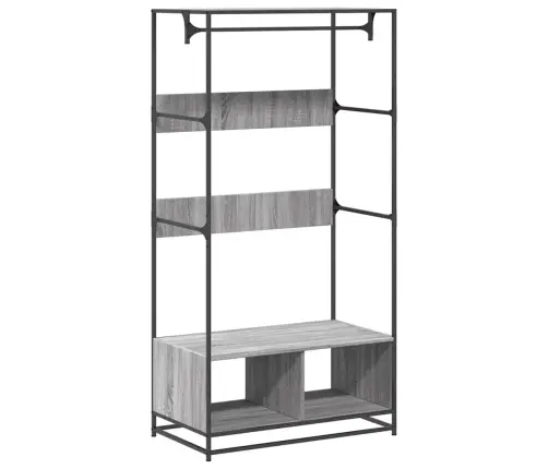 Drēbju Skapis, Pelēka Ozola, 90X50X180 Cm, Inženierijas Koks Vidaxl