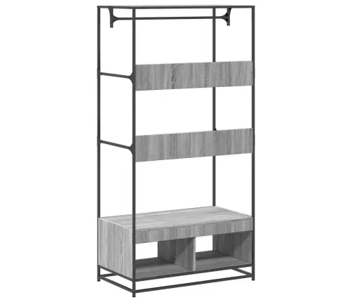 Drēbju Skapis, Pelēka Ozola, 90X50X180 Cm, Inženierijas Koks Vidaxl