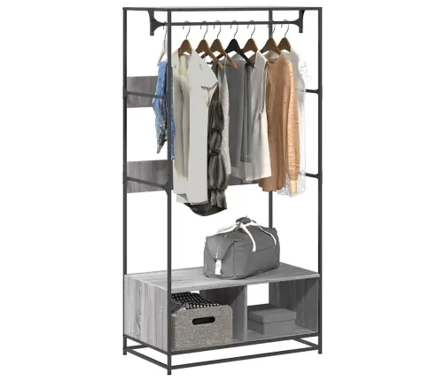 Drēbju Skapis, Pelēka Ozola, 90X50X180 Cm, Inženierijas Koks Vidaxl