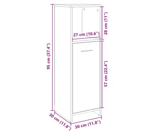 Vannitoakapp Sonoma Tamm 30 X 30 X 95 Cm Tehispuit
