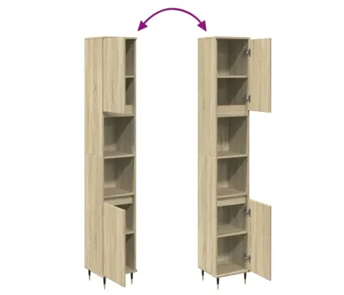 Vannasistabas Skapis, Ozola, 30X30X190 Cm, Inženierijas Koks Vidaxl