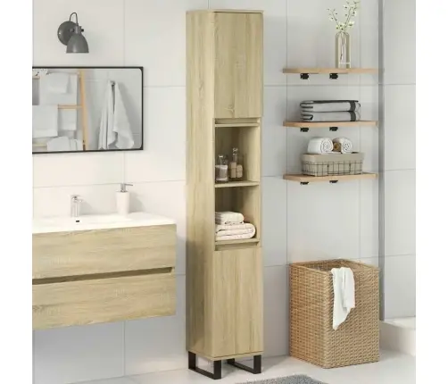 Vannasistabas Skapis, Ozola, 30X30X190 Cm, Inženierijas Koks Vidaxl