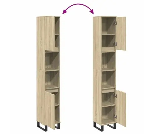 Vannasistabas Skapis, Ozola, 30X30X190 Cm, Inženierijas Koks Vidaxl