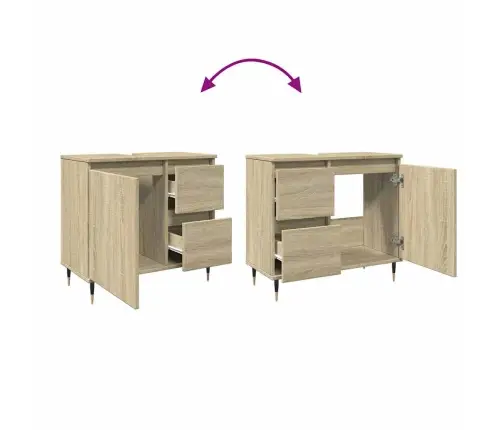 Vannasistabas Skapītis, Ozola, 65X33X60 Cm, Inženierijas Koks Vidaxl