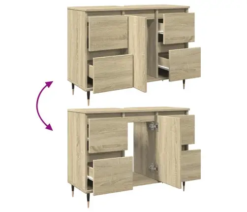 Vannitoakapp, Sonoma Tamm, 80 X 33 X 60 cm Tehispuit