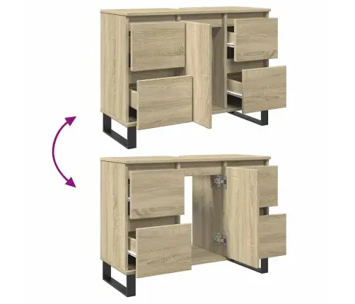 Vannitoakapp, Sonoma Tamm, 80 X 33 X 60 cm Tehispuit