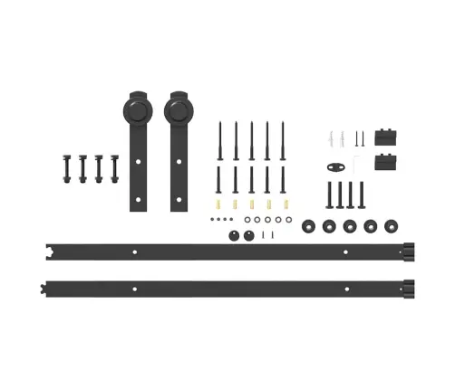 Bīdāmo Durvju Sistēma, 183 Cm, Melns Tērauds Vidaxl