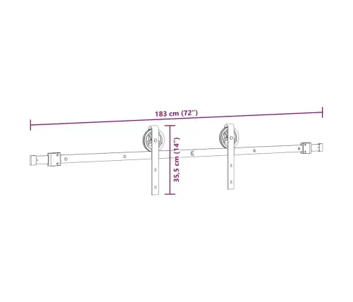 Bīdāmo Durvju Sistēma, 183 Cm, Melns Tērauds Vidaxl