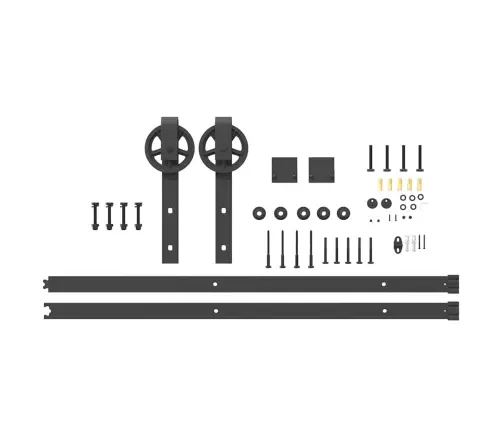 Bīdāmo Durvju Sistēma, 200 Cm, Melns Tērauds Vidaxl