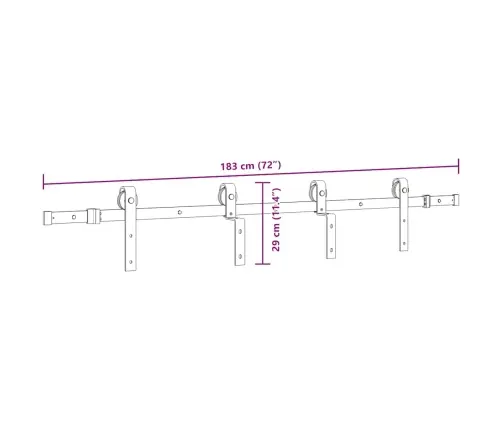 Bīdāmo Durvju Sistēma, 183 Cm, Melns Tērauds Vidaxl