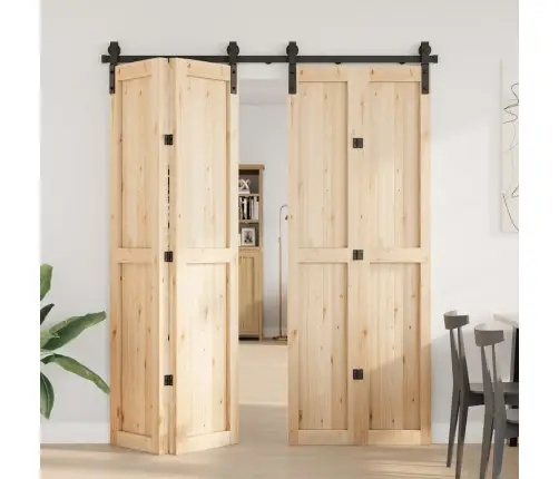 Bīdāmo Durvju Sistēma, 183 Cm, Melns Tērauds Vidaxl