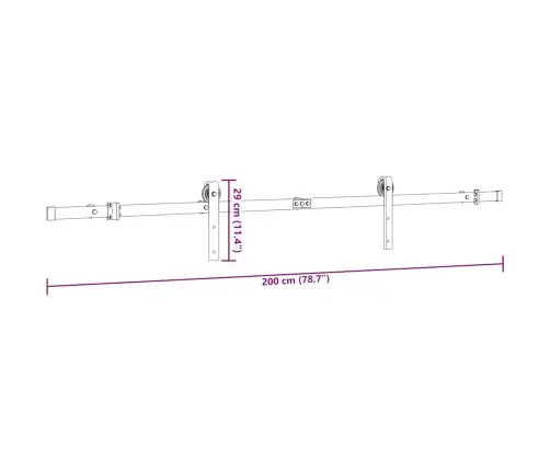 Bīdāmo Durvju Sistēma, 200 Cm, Melns Tērauds Vidaxl