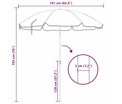 Paplūdimio Skėčius Mėlyna Ir Balta 161 X 193 Cm Poliesteris