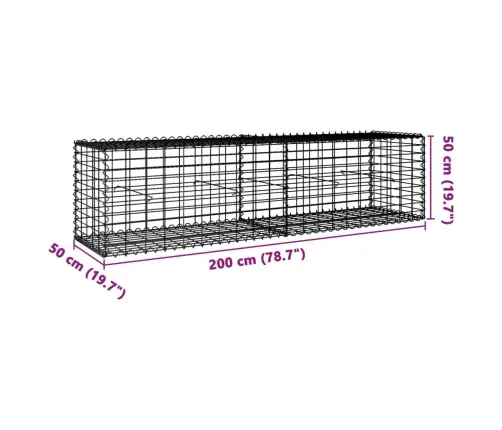 Gabiona Grozs Ar Vāku, 200X50X50 Cm, Cinkota Dzelzs Vidaxl