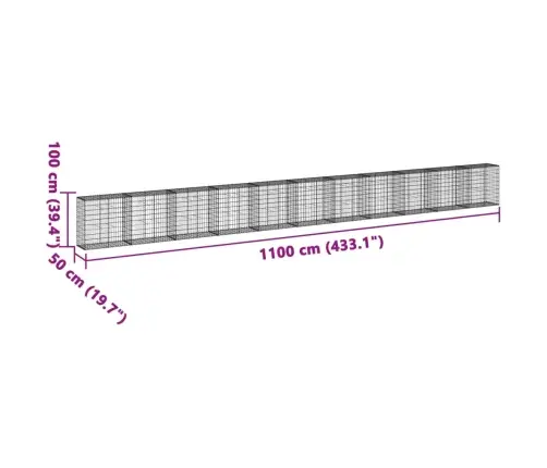 Gabiono Krepšys Su Dangčiu, 1100X50X100cm Galvanizuota Geležis