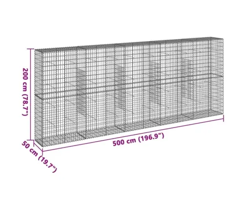 Kaanega Gabioonkorv, 500 X 50 X 200 cm Tsingitud Raud