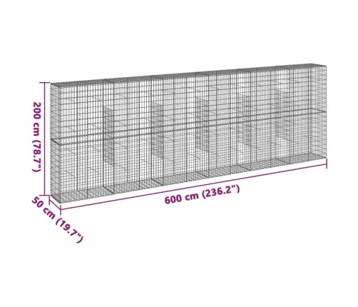 Kaanega Gabioonkorv, 600 X 50 X 200 cm Tsingitud Raud