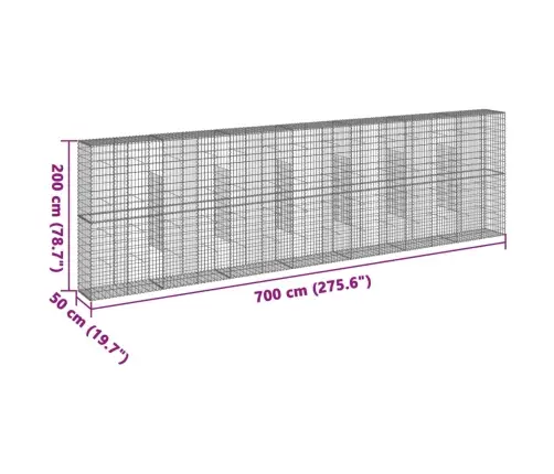 Kaanega Gabioonkorv, 700 X 50 X 200 cm Tsingitud Raud