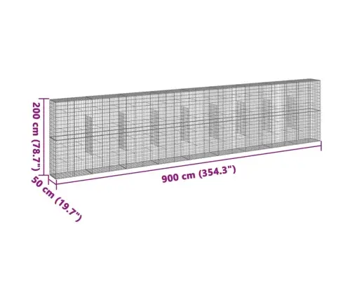 Kaanega Gabioonkorv, 900X50X200 cm Tsingitud Raud