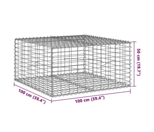 Gabiono Krepšys Su Dangčiu, 100X100X50cm Galvanizuota Geležis