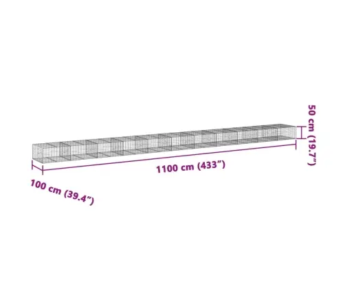 Kaanega Gabioonkorv, 1100 X 100 X 50 cm Tsingitud Raud