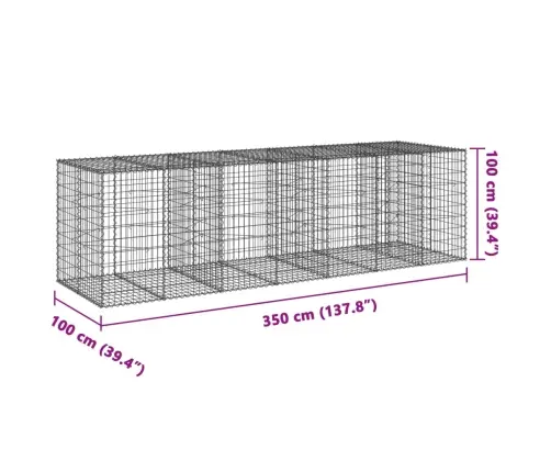 Gabiona Grozs Ar Vāku, 350X100X100 Cm, Cinkota Dzelzs Vidaxl
