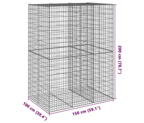 Gabiona Grozs Ar Vāku, 150X100X200 Cm, Cinkota Dzelzs Vidaxl