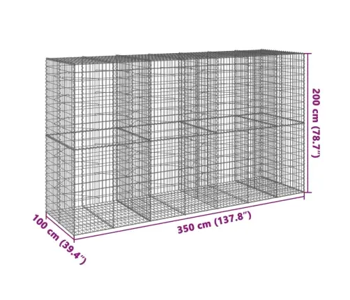 Gabiono Krepšys Su Dangčiu, 350X100X200cm Galvanizuota Geležis