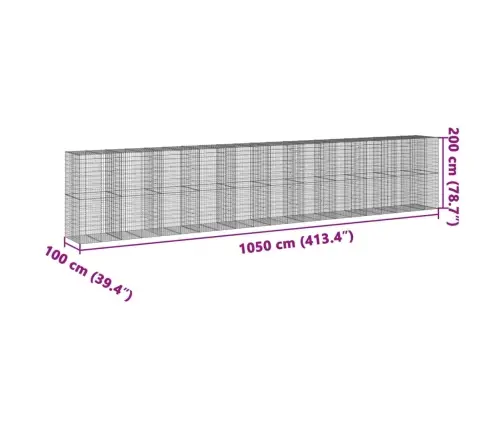 Gabiona Grozs Ar Vāku, 1050X100X200 Cm, Cinkota Dzelzs Vidaxl